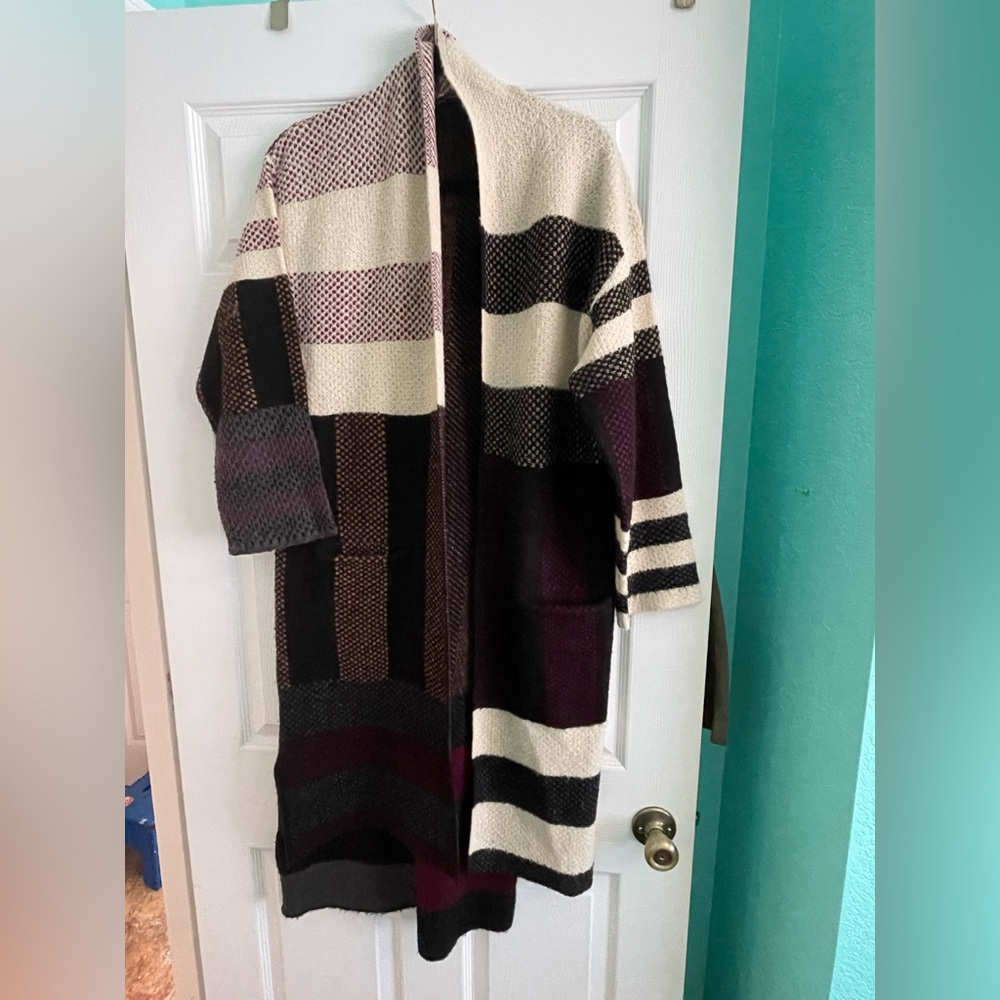 MaxSport Blanket Duster Long Cardigan Striped Size Medium